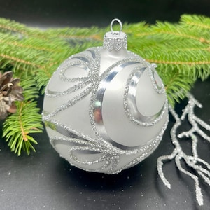 Silver Christmas ornament blown glass ornaments holiday christmas decor new home  decorations mercury glass  glitter ornament