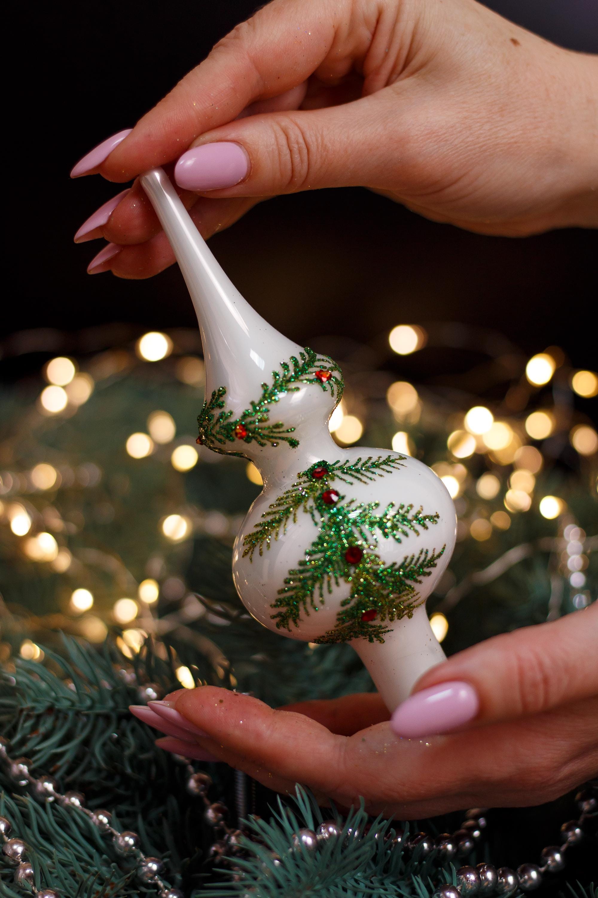 クリスマスガラスツリートッパー 18 cm (7インチ)、ヴィンテージツリー