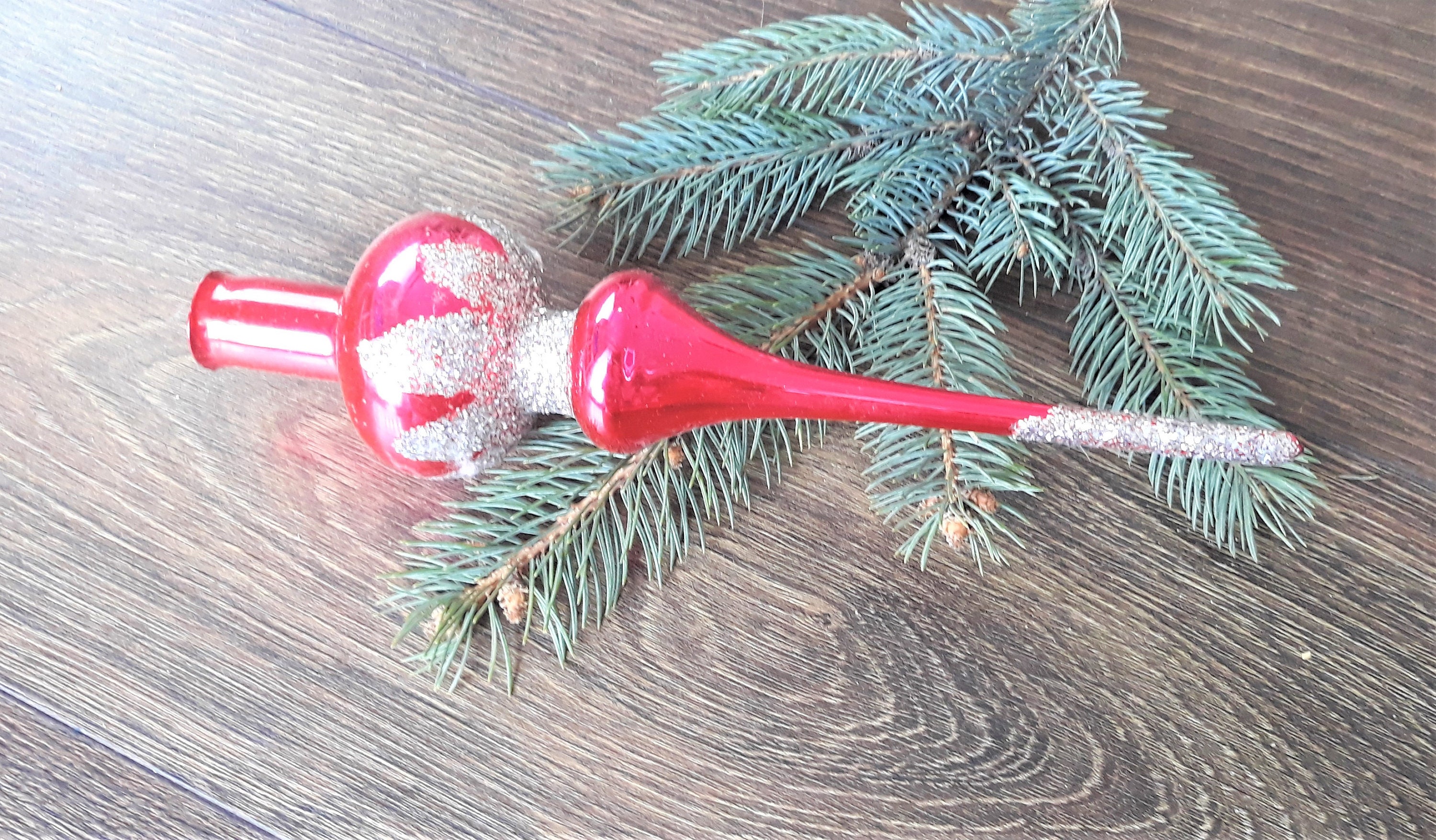 Antique Christmas Glass Tree Topper 9 Inch Vintage Tree Etsy