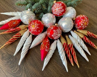 クリスマス飾り　吹きガラス　 オーナメントボー11個【オフホワイト】 il_340x270.4334316512_f4wr.jpg