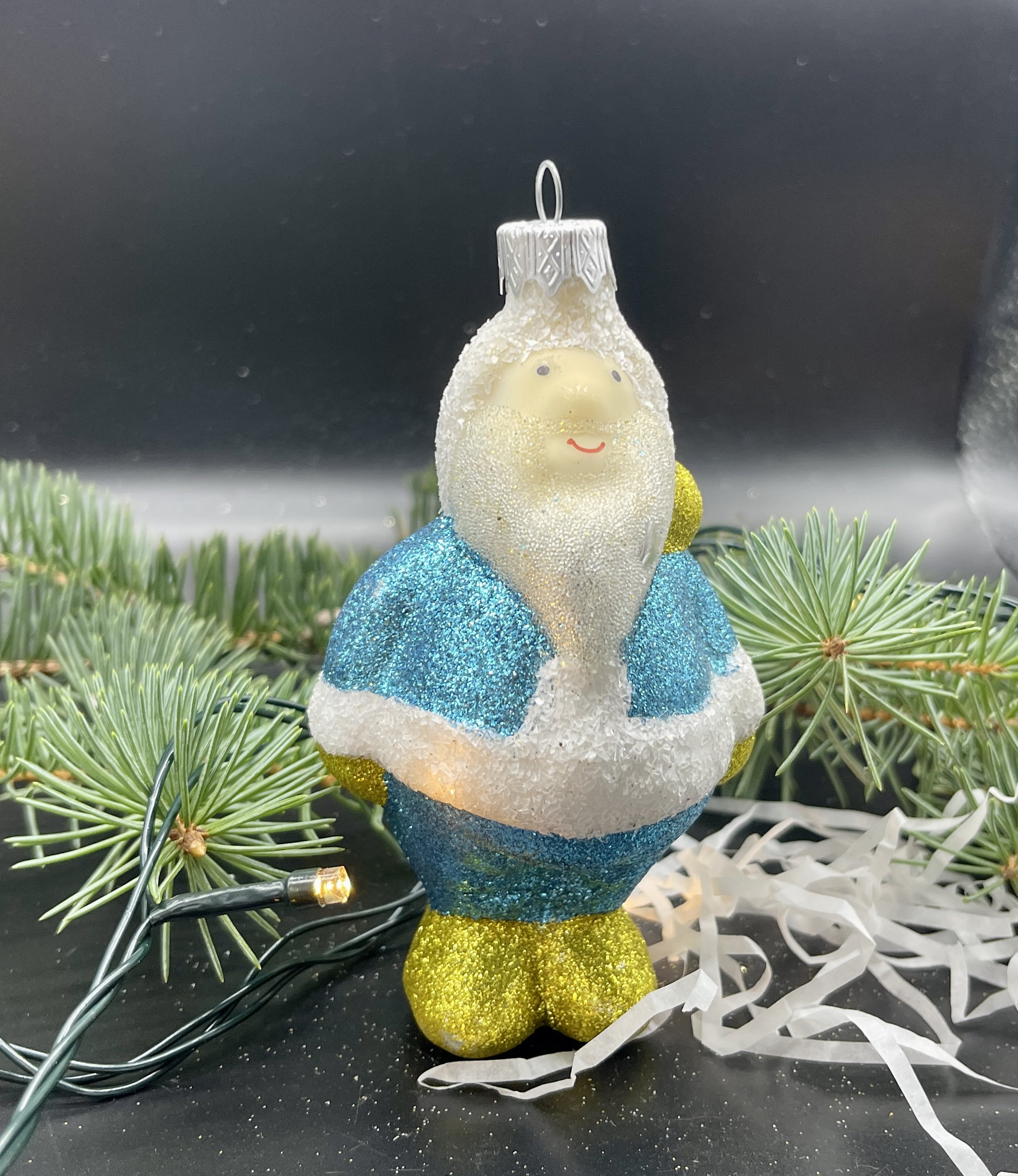 ガラス製幸せの青い鳥クリスマスオーナメント ガラス製幸せの青い鳥