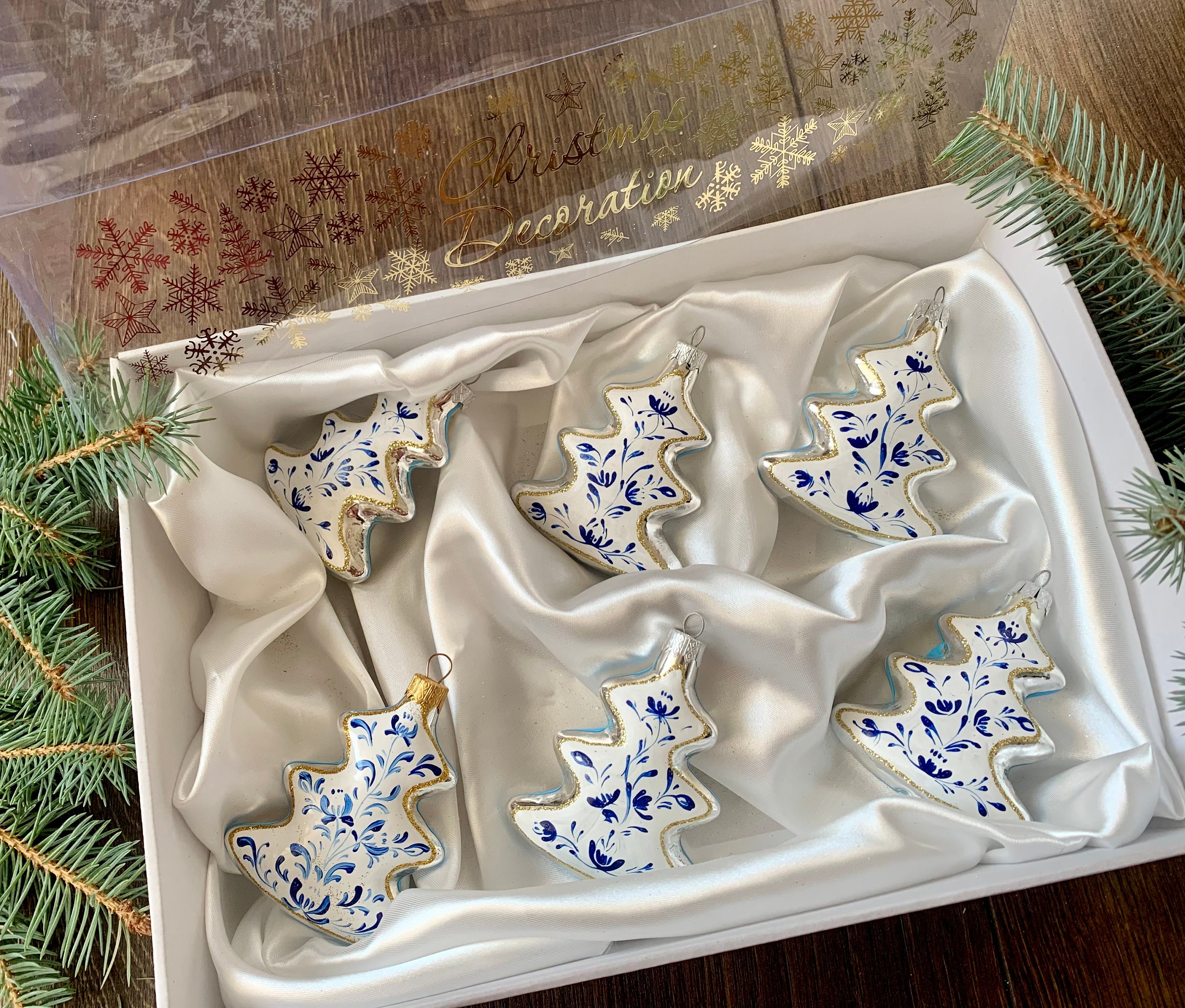 Set of 6 Christmas Glass Ornaments Christmas Giftblown Glass Etsy UK