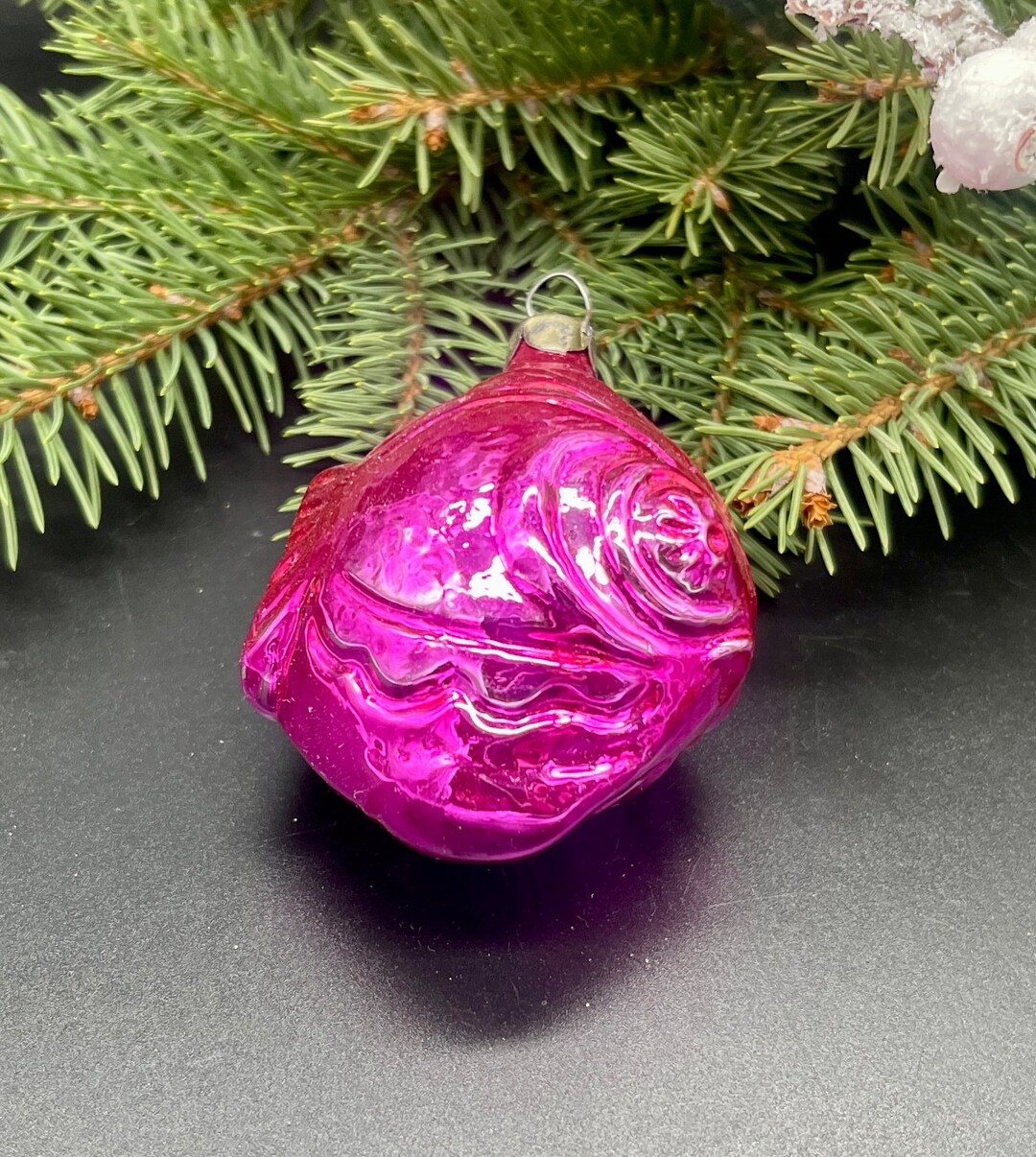 vintage ornament ୨୧ 乙女な ガラス製お魚さんオーナメント ピンクの