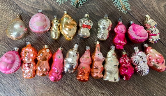 SALE》ソビエト ガラスオーナメント 動物 4個セット ヴィンテージ