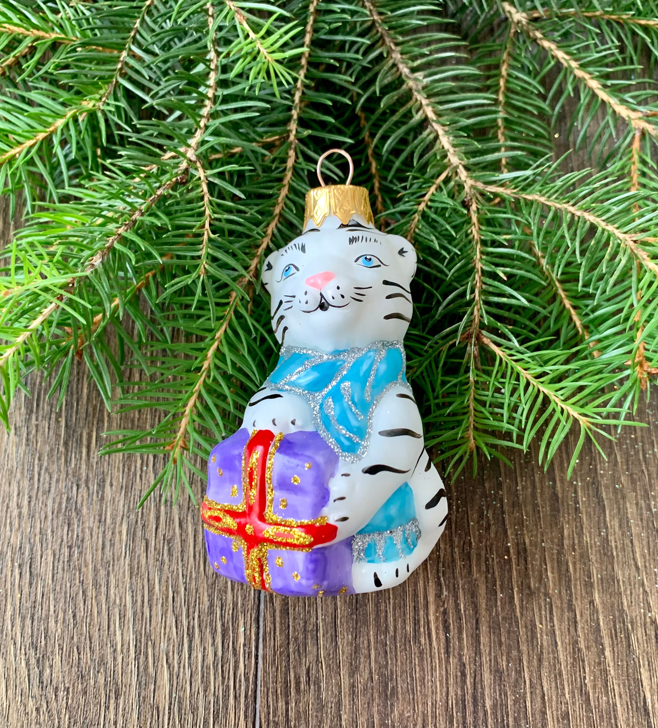 Tiger Christmas Glass Ornaments Blown Glass Etsy UK