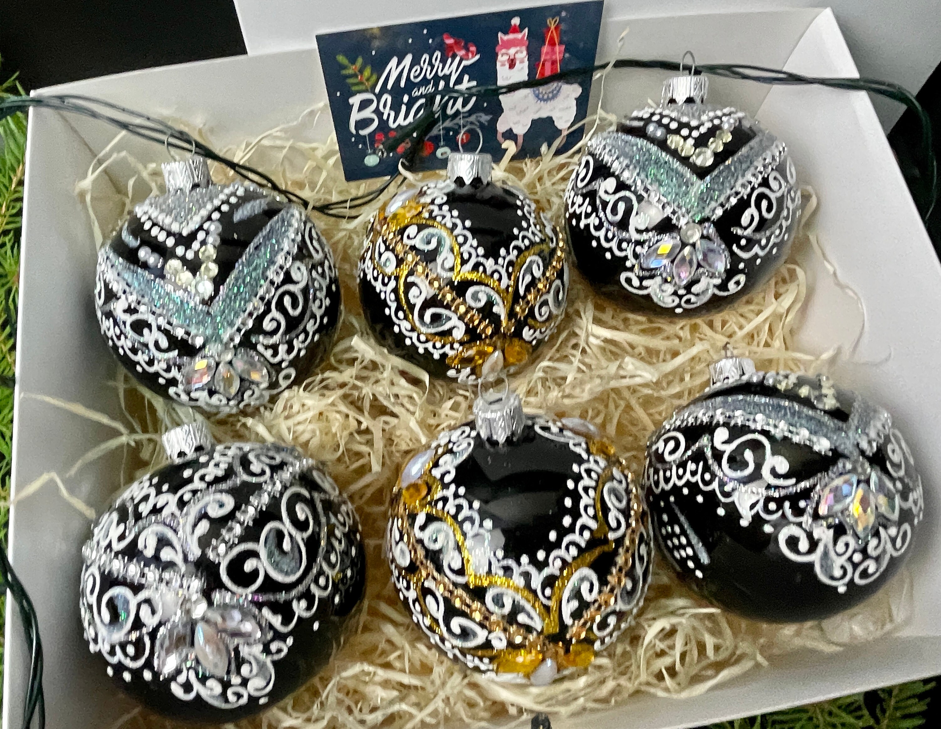 ガラス製 豪華クリスマスオーナメント 6個セット 【公式通販】