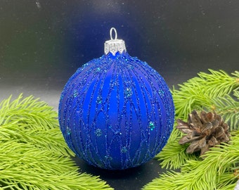 Blaue Weihnachtskugel geblasen Glasanhänger Urlaub Weihnachten Dekor neue Wohndekorationen Quecksilber Glasanhänger