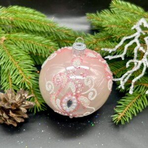 Ornement de Noël rose en verre soufflé, décoration de Noël, nouvelles décorations pour la maison, Noël 2025, décoration de vacances, idées cadeaux, décoration d'hiver