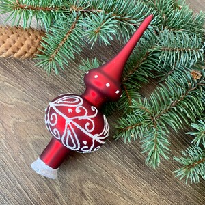 Red Christmas glass tree topper 18 cm ( 7 inch),vintage tree topper Christmas tree ornaments ornament,Christmas tree topper top, Christmas