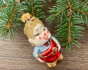 Vintage German Blown Glass Christmas Ornament: Inge-glas Girl