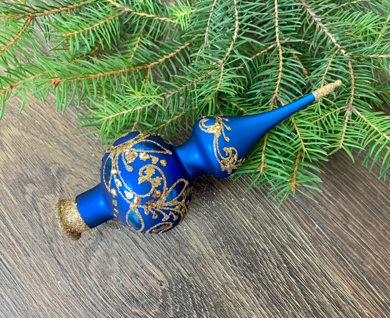 Small Christmas Glass Tree Topper 20 Cm 8 Inchvintage Tree Etsy