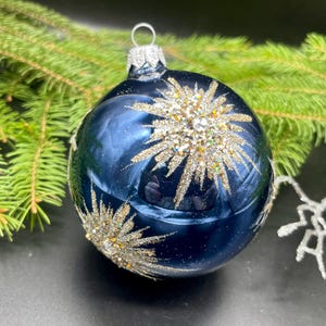 Blue Christmas ornament blown glass ornaments holiday christmas decor new home  decorations mercury glass  glitter ornament, Xmas 2025