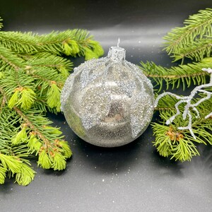 Silver Christmas ornament blown glass ornaments holiday christmas decor new home decor Xmas 2025, Winter decor, Xmas gift, Holiday decor