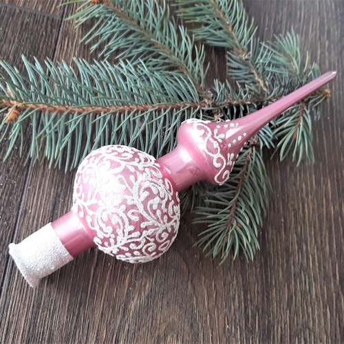 Pink Christmas Glass Tree Topper 18 Cm 7 Inchvintage Tree Etsy