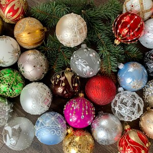 20 Assorted glass christmas ball ornaments, assortment Hand-painted  glass ornaments, Winter decor, Gifts ideas, Holiday decor, Xmas 2025