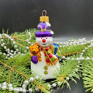 Snowman Christmas glass ornaments, Blown Glass Christmas, Handmade Christmas glass ornament, Xmas 2025, Holiday decor, Winter decor