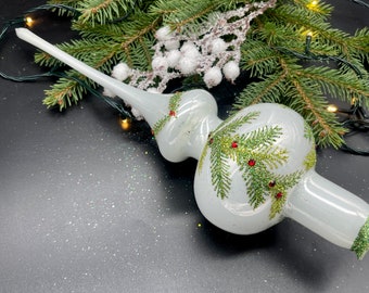 Grande puntale per albero di Natale in vetro 37 cm (14,5 pollici), cappello a cilindro vintage per albero di Natale, ornamento per albero di Natale, cappello a cilindro per albero di Natale, Natale