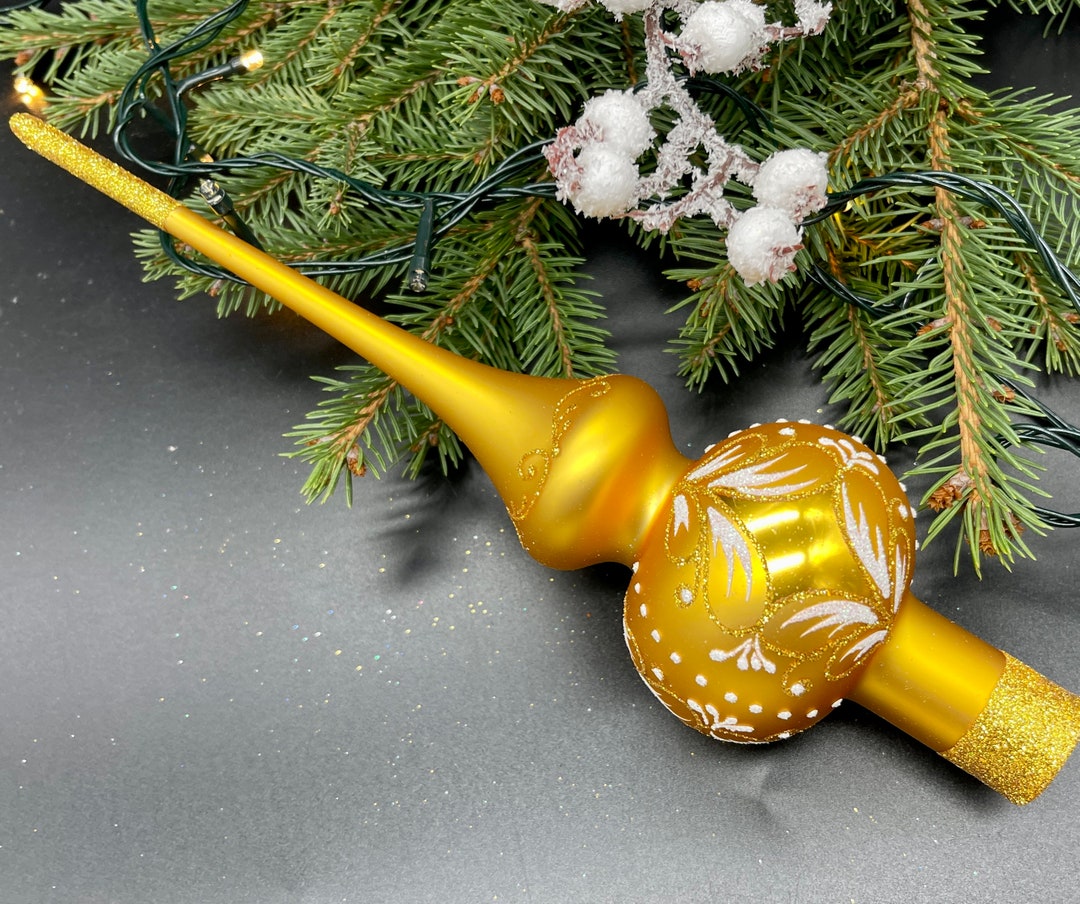 Gold Christmas Glass Tree Topper 27 Cm 10 Inchvintage Tree Etsy