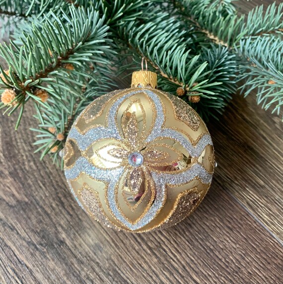クリスマスオーナメント ガラスガラスオーナメント手描き外国製輸入雑貨