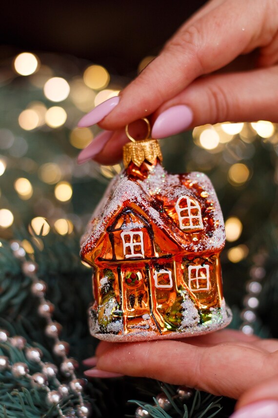 ウィンターハットクリスマスガラスオーナメント、吹きガラスクリスマス