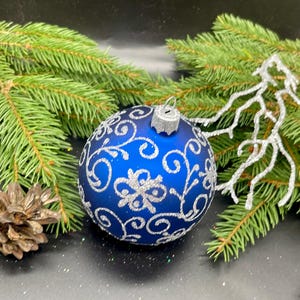 Ornement de Noël bleu en verre soufflé, décoration de Noël : décoration de Noël, décoration de Noël et décoration d'hiver