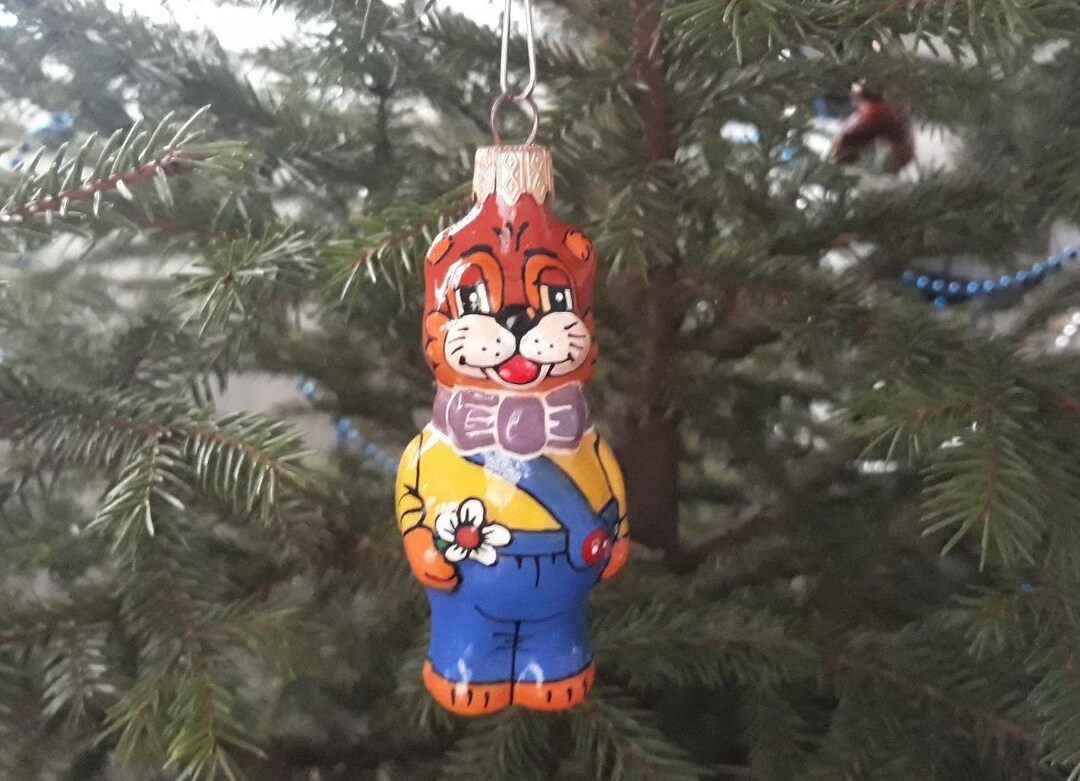 猫のクリスマスガラスオーナメント、吹きガラスクリスマス、クリスマス
