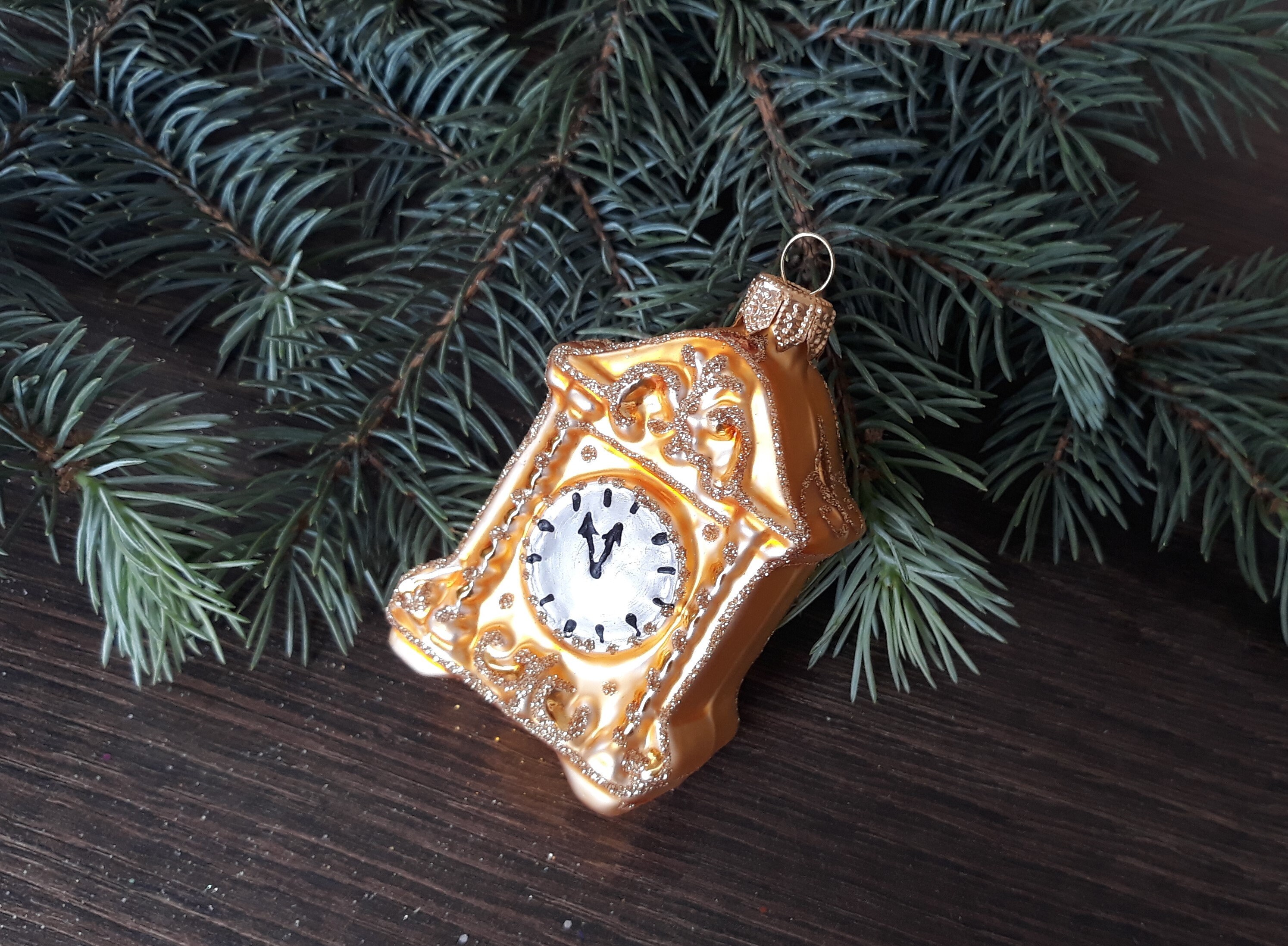 Clock Christmas glass ornaments Blown Glass Etsy