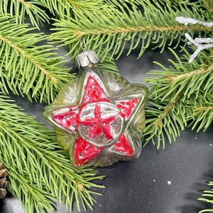 Star Antique glass Christmas ornaments, Christmas glass ornaments, 1950s Christmas, Gifts ideas,Holiday decor,Handpainted ornaments