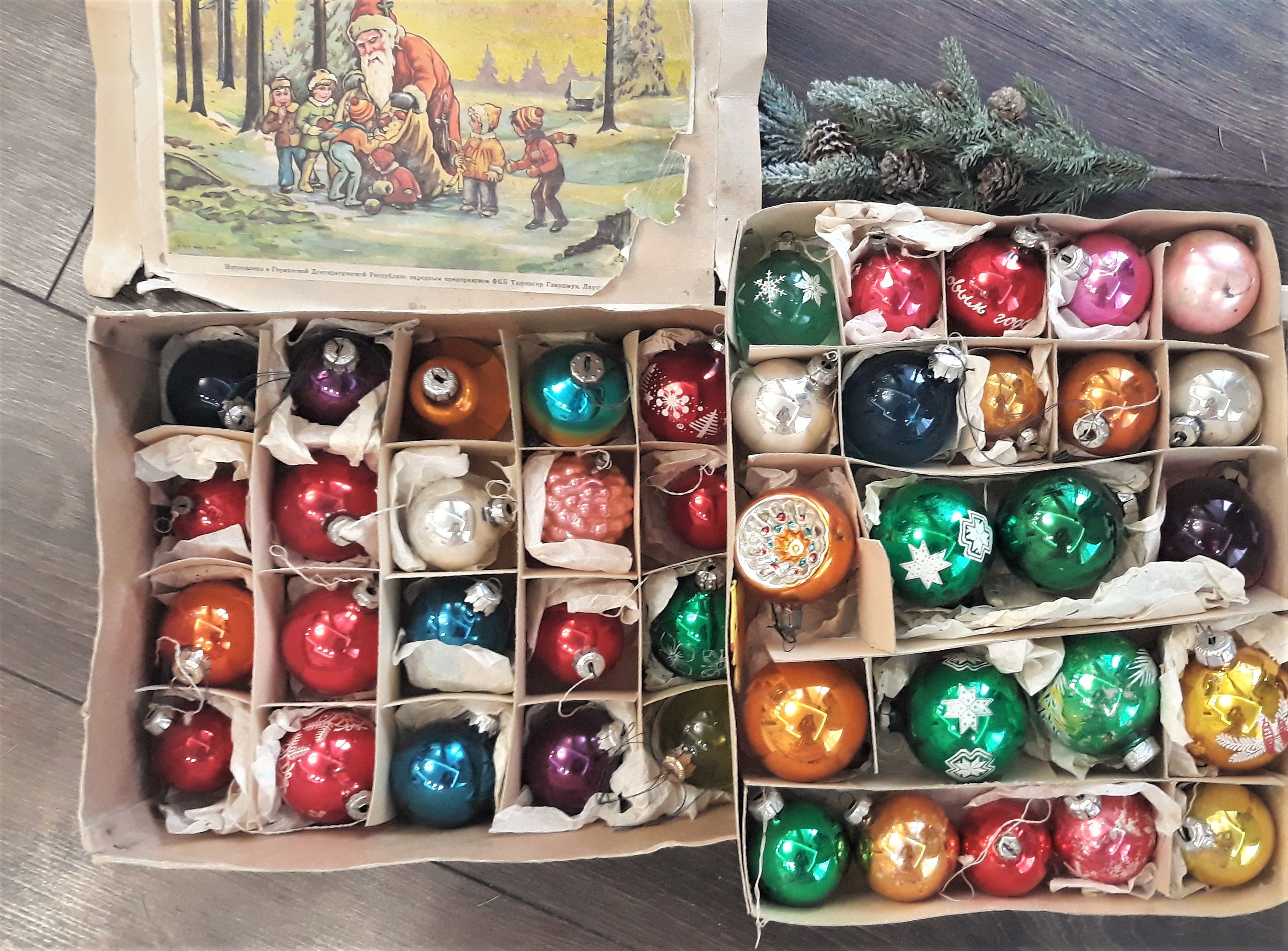 USA Vintage 1970’s X'mas Ornament クリスマス Lot Of 5 Vintage 1970's Hand Embroidered 4.5” Christmas Tree