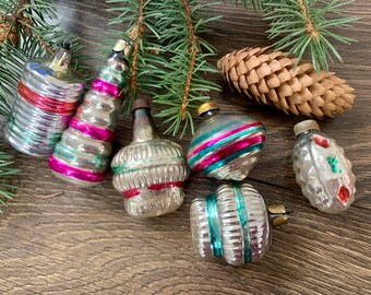 クリスマスガラスオーナメント6個セット、ソビエトガラスオーナメント クリスマスガラスオーナメント6個セット、ソビエトガラスオーナメント