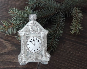Uhr Weihnachten Glasschmuck, geblasen Glas Weihnachten, handgemachte Weihnachten Glas Ornamente, Geschenkideen, Weihnachtsgeschenk
