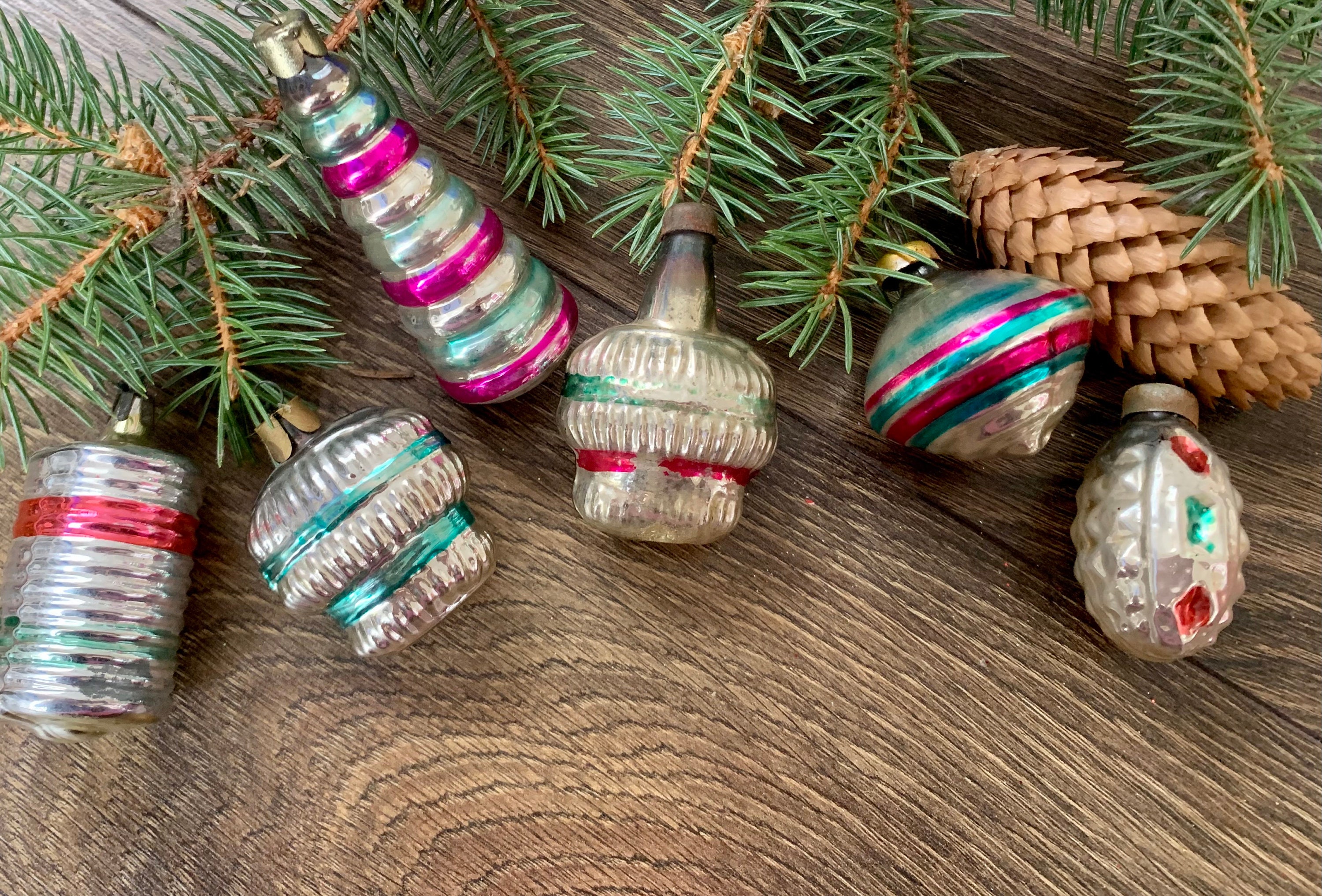 ビンテージクリスマスオーナメントセット　旧ソビエト　ポーランド ソビエトヴィンテージガラスクリスマスツリーオーナメント60個セット