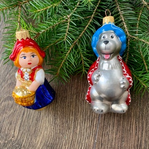 Little Red Riding Hood and Volf Christmas glass ornaments,Blown Glass Christmas,Handmade Christmas glass ornaments,Gift ideas,Christmas Gift