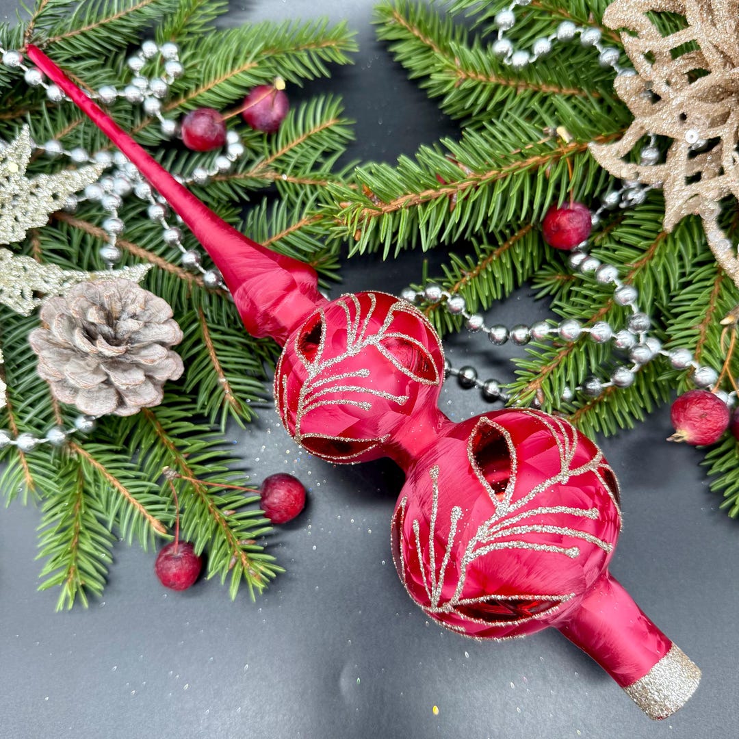 Large Pink Tree Topper Big Pink Christmas Glass Tree Topper 30 Cm( 12 Inch),vintage Christmas ...