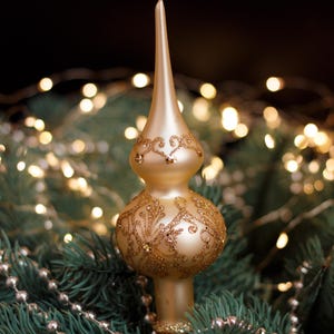Christmas glass tree topper 18 cm ( 7 inch),vintage tree topper Christmas tree ornaments,Christmas spire,Xmas 2025,Gifts ideas, Winter decor