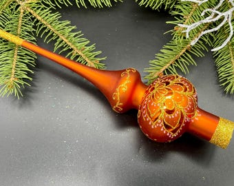 Orange christmas tree topper for christmas tree holiday decoration vintage christmas ornaments tree home decor family christmas gifts 2024