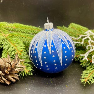 Ornement de Noël bleu en verre soufflé, décoration de Noël pour les vacances, nouvelle décoration pour la maison, Noël 2025, décoration de vacances, idées cadeaux, décoration d'hiver