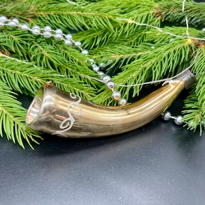 Vintage horn Christmas glass ornament , vintage christmas, Retro Christmas, 1950s christmas decoration, Gifts ideas, Holiday decor