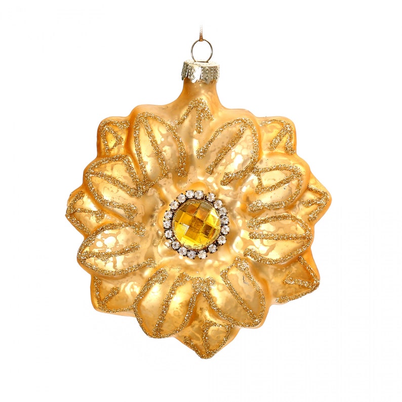 Flower glass Christmas ornaments Blown Glass Etsy