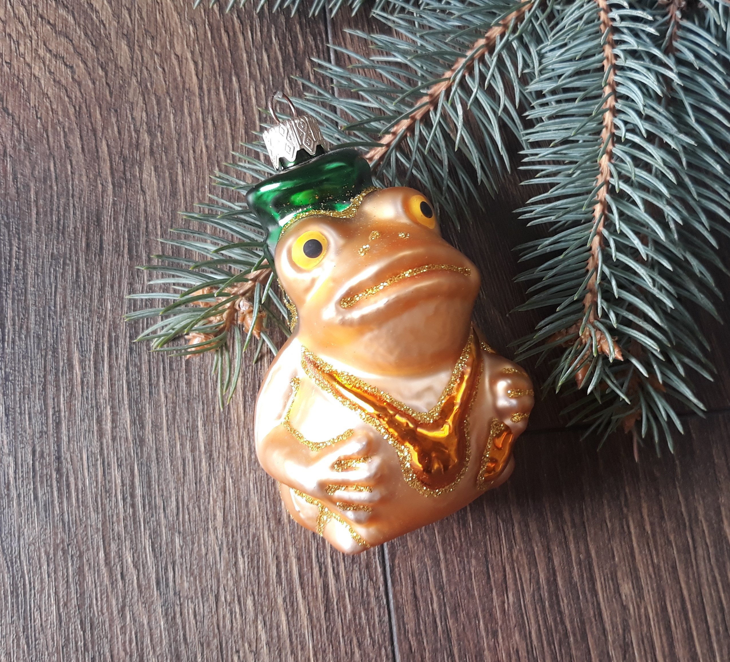 Frog Christmas Glass Ornaments Blown Glass Christmashandmade Etsy