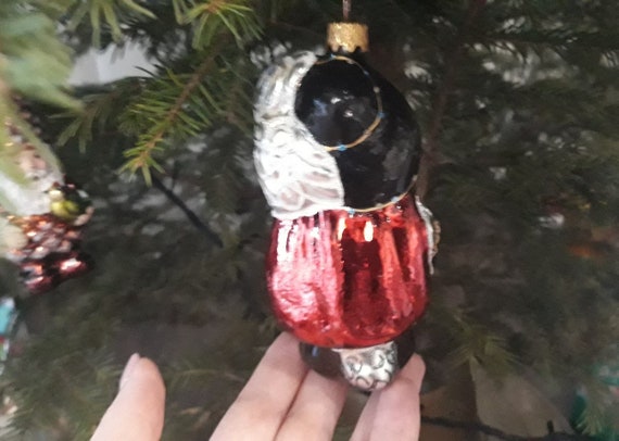 長靴をはいた猫のクリスマスガラスオーナメント、吹きガラスの