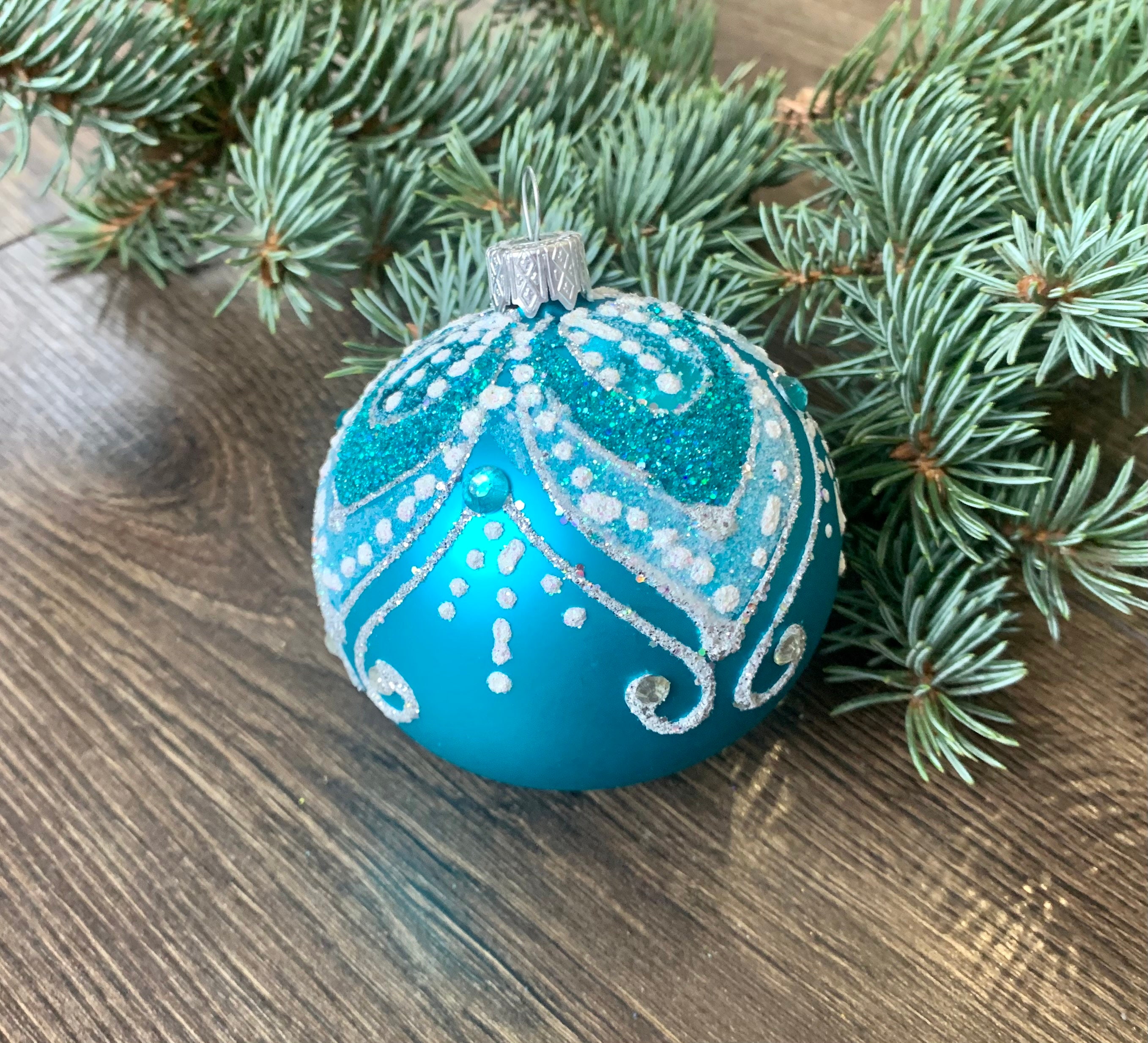 クリスマスオーナメント ガラスガラスオーナメント手描き外国製輸入雑貨