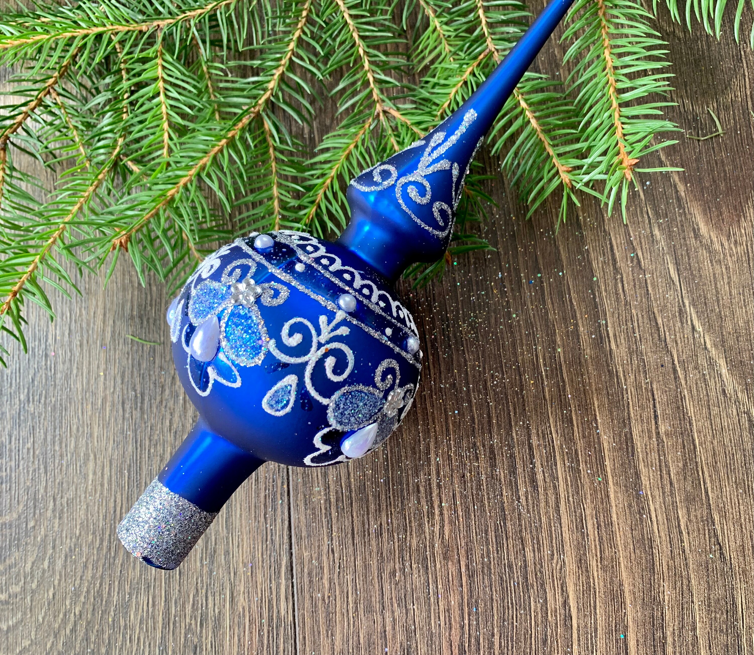 Christmas glass tree topper 27cm 10.8 inch vintage tree Etsy