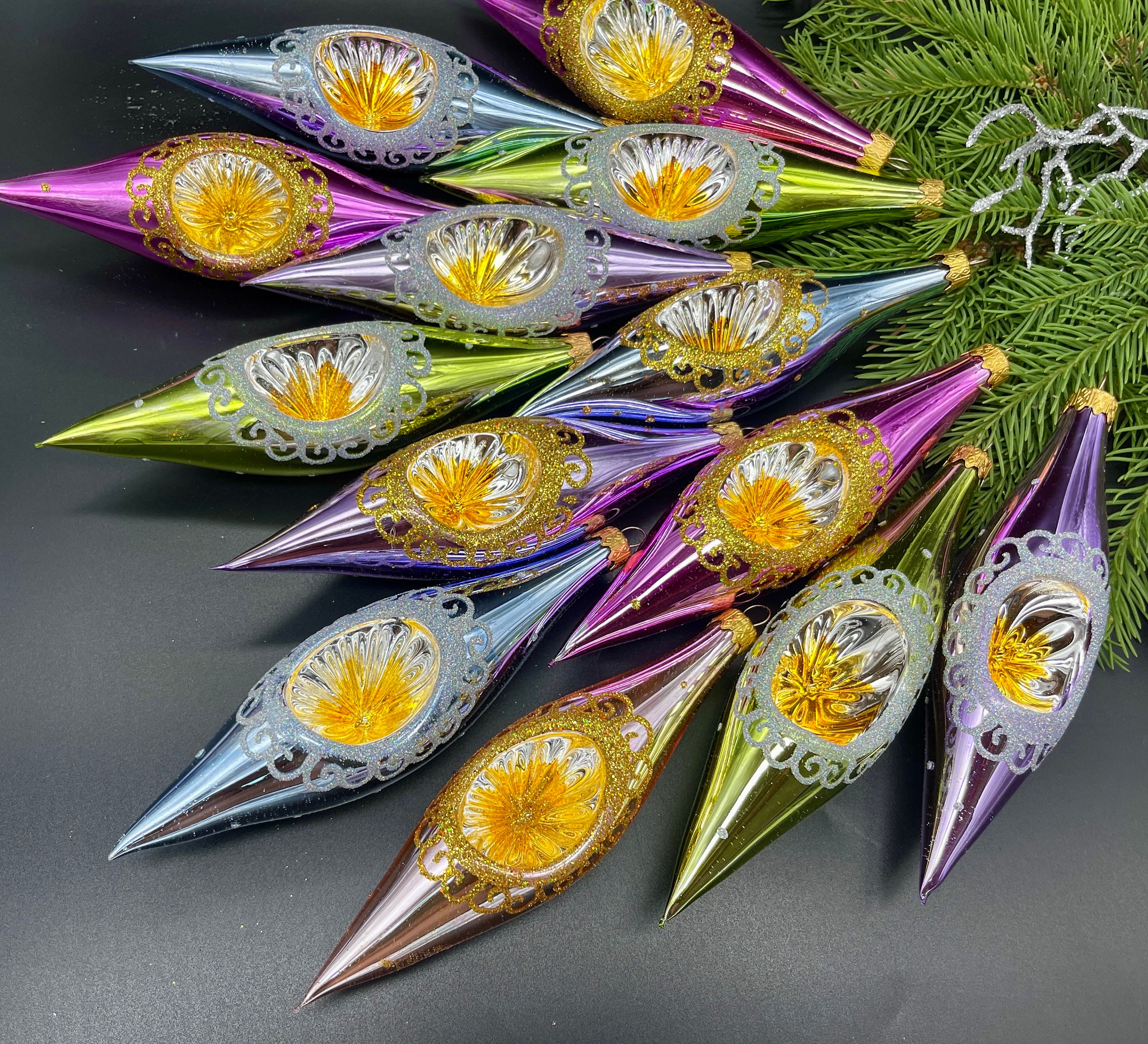 20 クリスマス ガラス インデント オーナメント つらら クリスマス