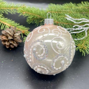 Pink Christmas ornament blown glass ornaments, mercury glass  glitter ornament, Xmas 2025,Gifts ideas, Holiday decor, Winter decor