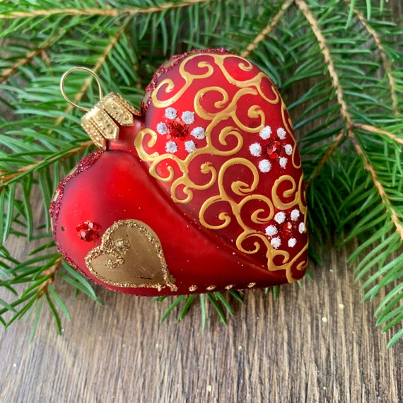 Blown glass heart christmas ornaments Clearance