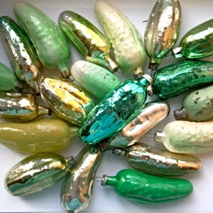 20 Cucumbers Antique glass Christmas ornaments,Christmas glass ornament,1950s Christmas,vintage Xmas,soviet Christmas tree glass ornament