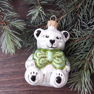 Bear Christmas glass ornaments, Blown Glass Christmas,Handmade Christmas glass ornaments, Gift ideas,Christmas Gift