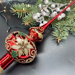 Big red Christmas glass tree topper 37 cm( 14.5 inch),vintage tree topper Christmas ornaments ornament,Christmas tree topper top, Christmas