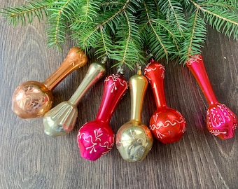1950年代の虹色のヴィンテージクリスマスガラスオーナメント、ソビエト